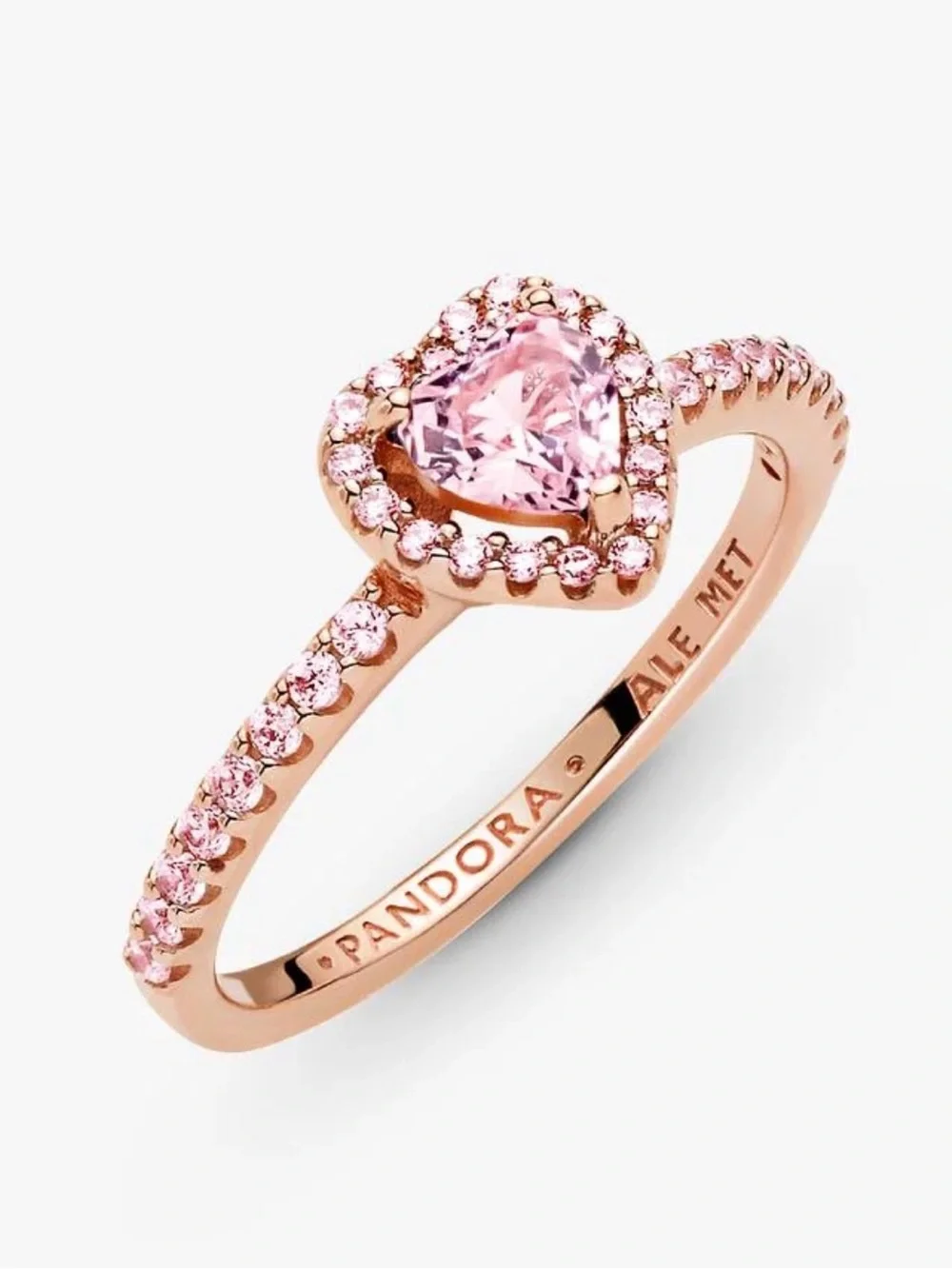 Pandora Rose Gold Pink Heart Halo Ring - Picture 2 of 2